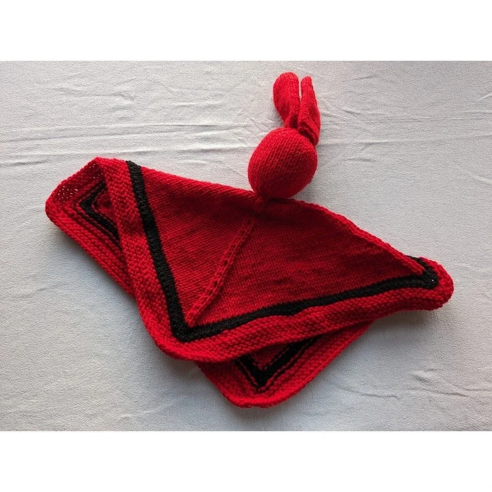 Handmade‎ Crochet Red Doggie Lovey Plush Security Stuffed Blanket Clifford Dog